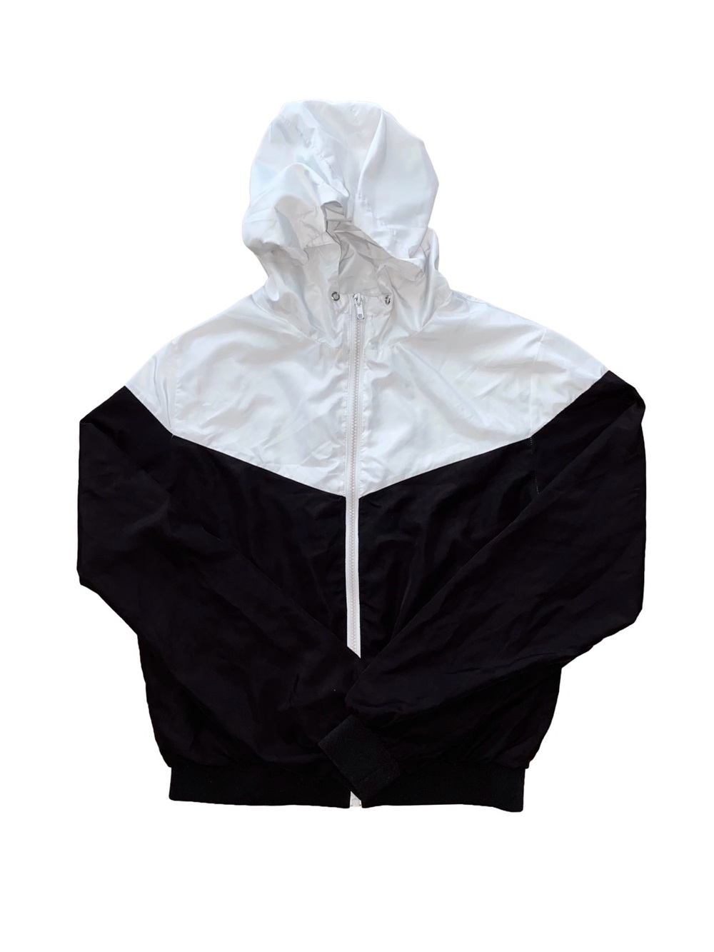Colorblock Windbreaker Black & White Size Small